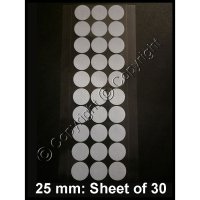 Adhesive Synthetic Filter Disc Stickers 25 mm - Sheet of 30